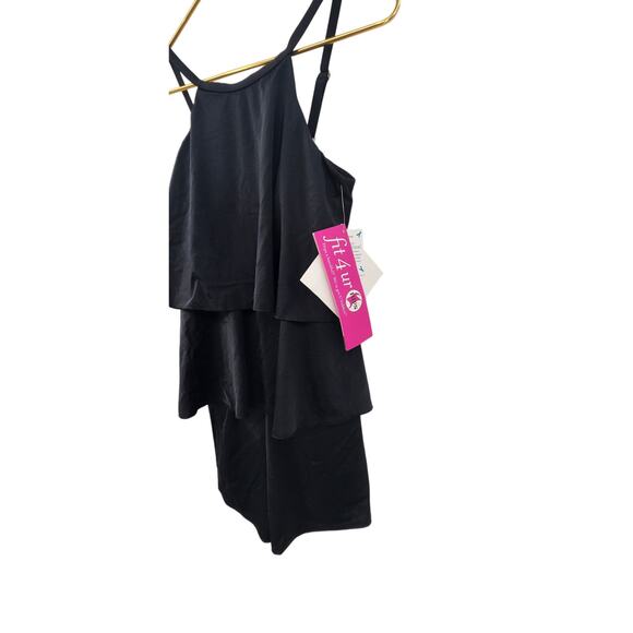 New NWT Fit 4 U UR Hips One Piece QVC Swim Romper Dress Size 10 Black - Picture 3 of 11